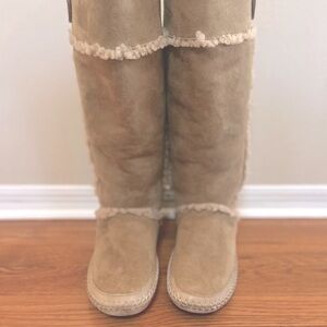 Tory Burch Tan Shearling Suede Boots